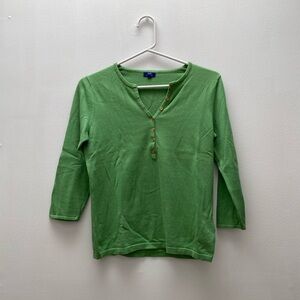Vintage - Y2K Green Button Down 3/4 Sleeve Tabi Sweater Shirt